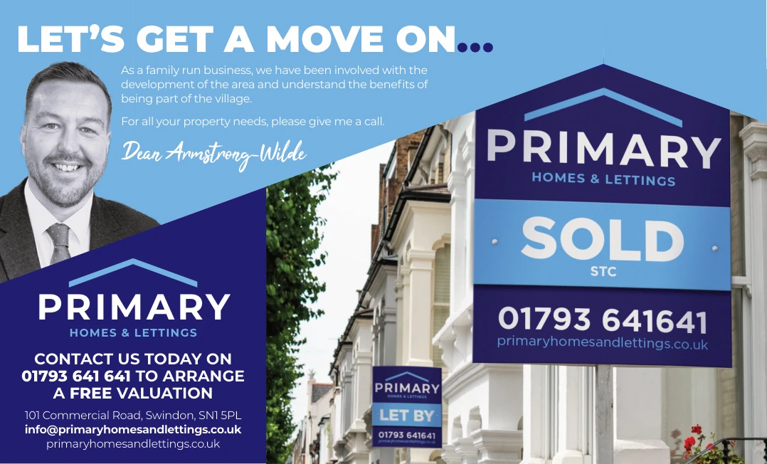Primary Homes logo with Dawn and Dean (Business Partners) standing in front